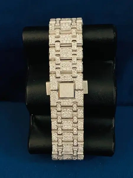 Fully Iced Out Skeleton Dial Moissanite VVS D Colorless Watch