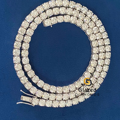 Fully Iced Out Tennis Link Round Moissanite Chain
