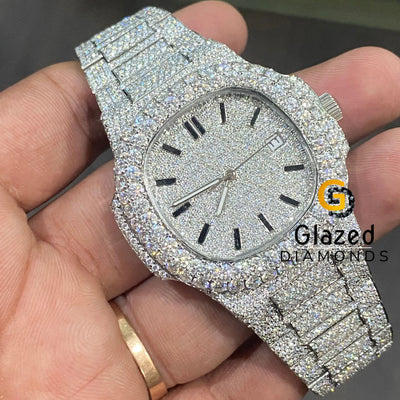 Fully White Diamond Studded Watch