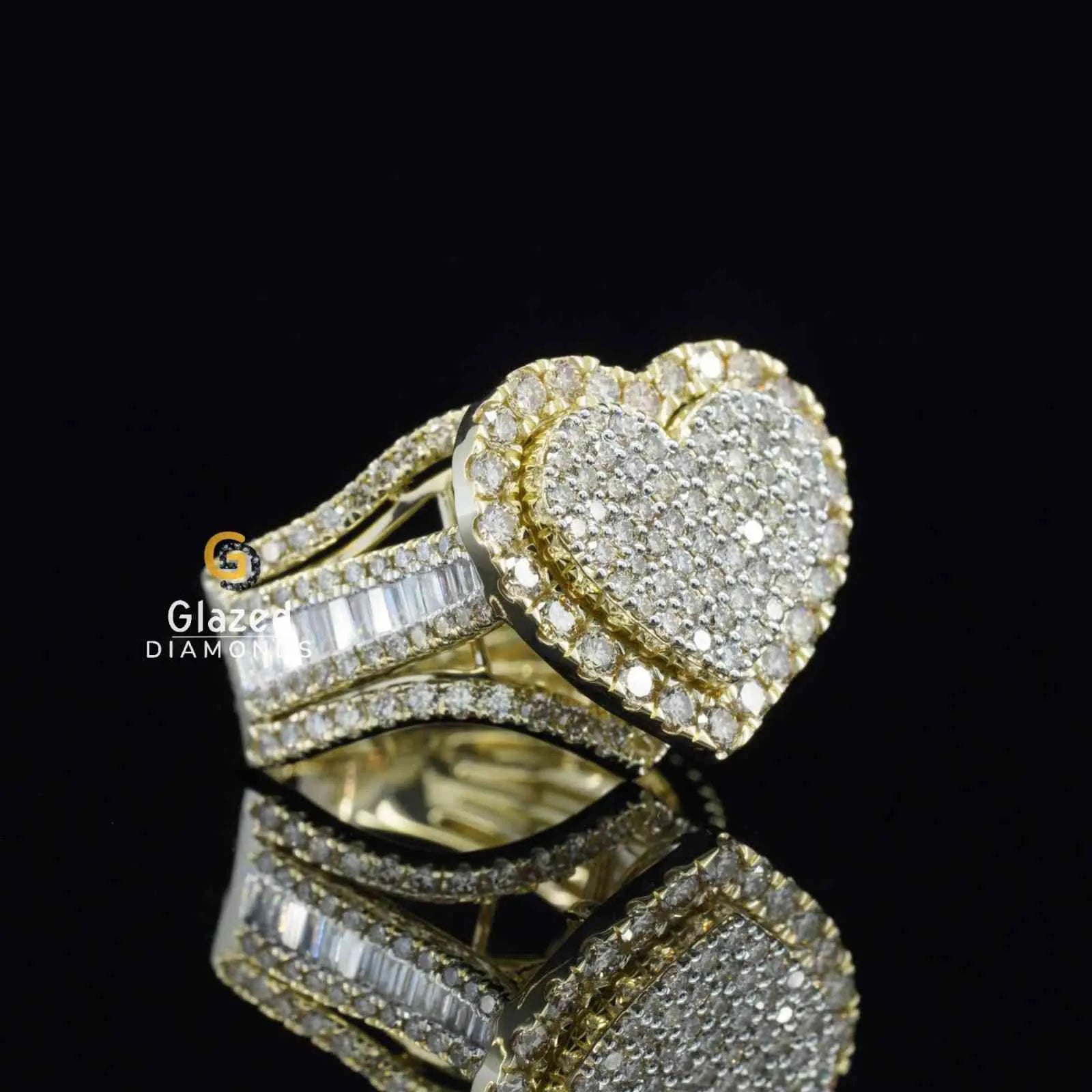 Gold Heart Plated Moissanite Ring