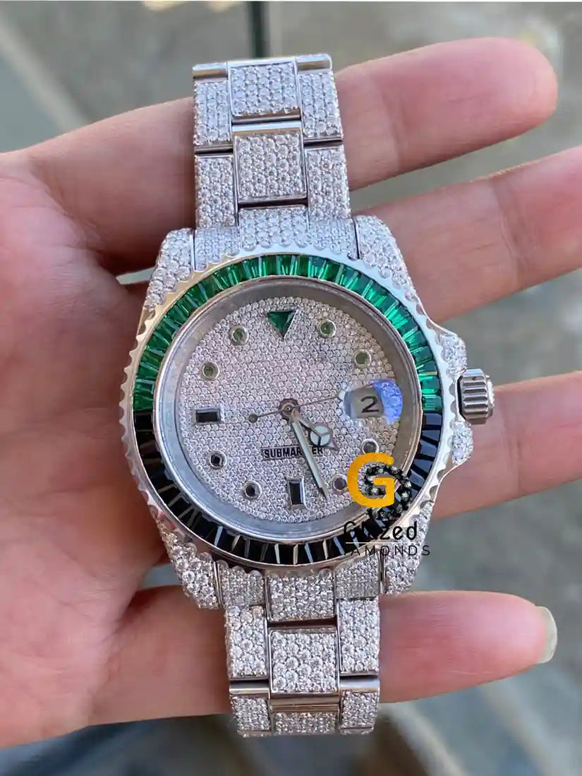 Green Baguette Moissanite Watch