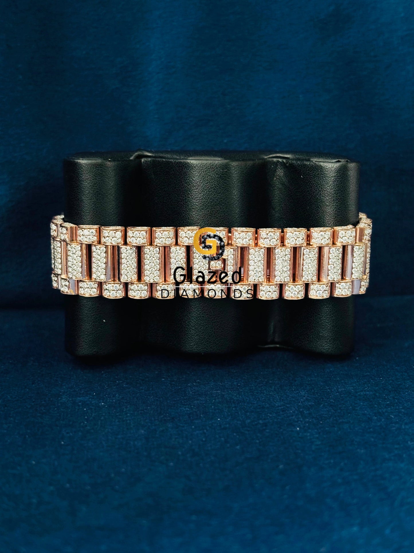 Green Dial Roman Number Iced Out Moissanite Watch