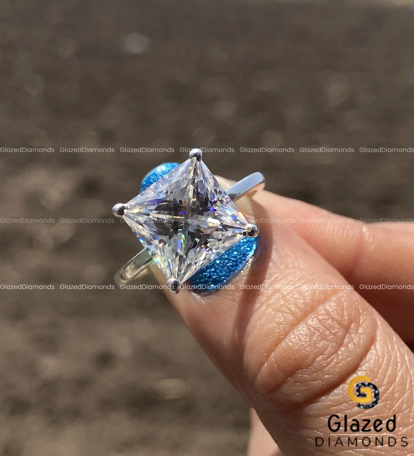 6 CT Princess Cut Moissanite Hidden Halo Engagement Ring For Women