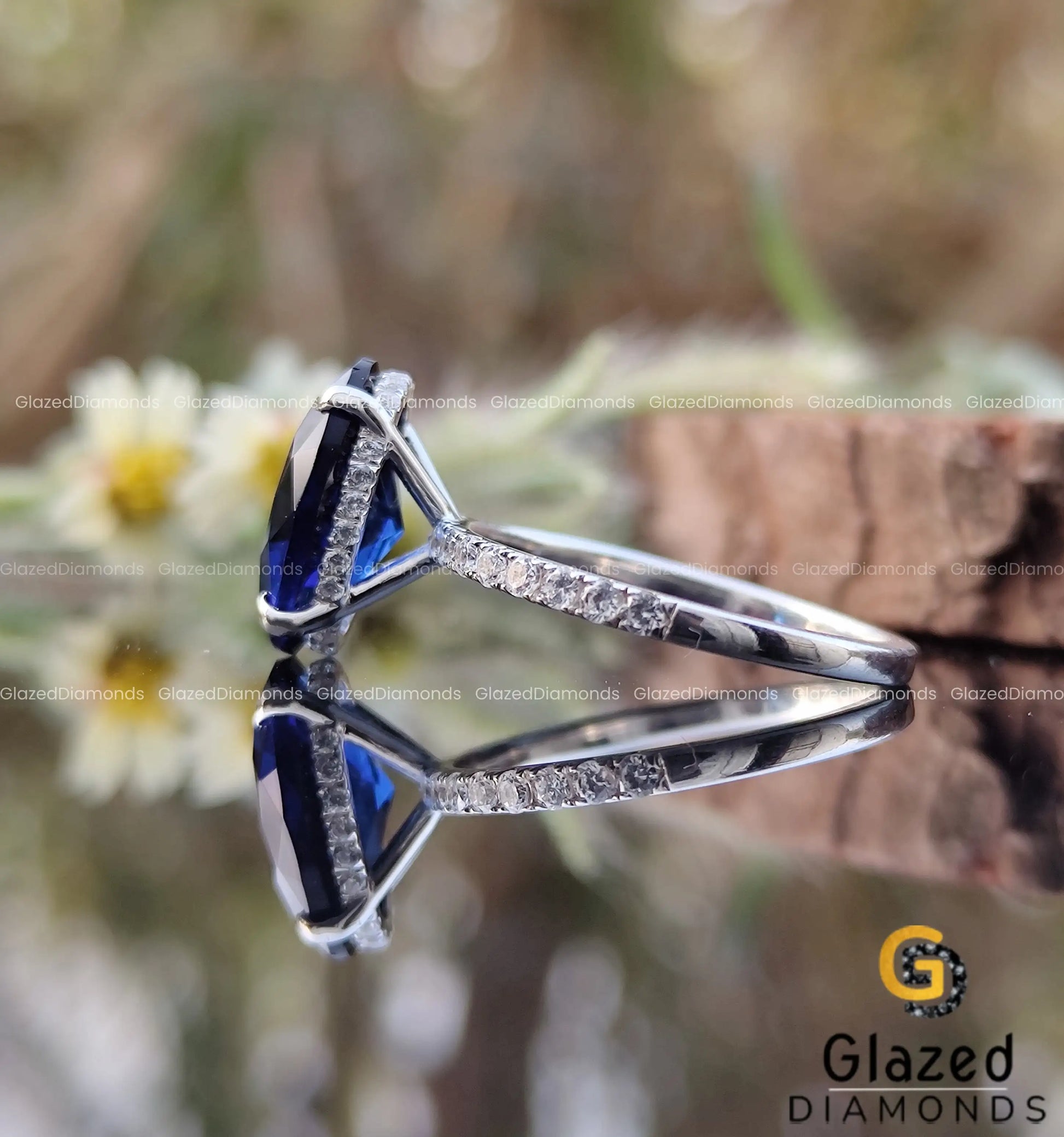 Hidden Halo Blue Sapphire Engagement Ring