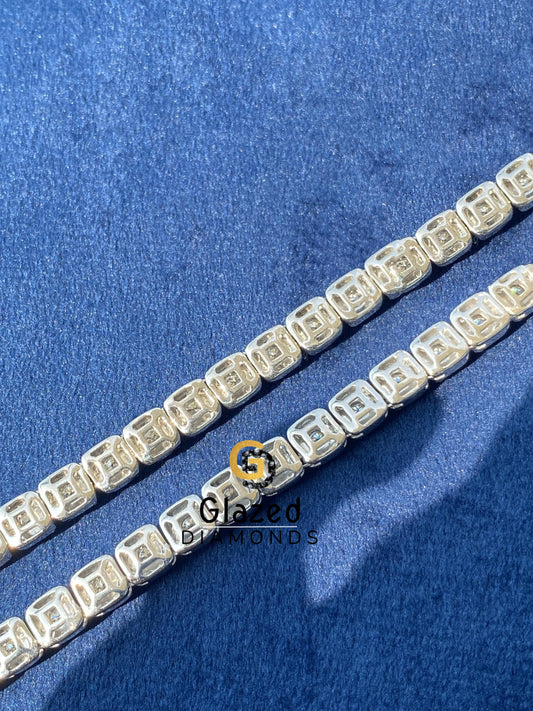 6.5MM Sterling Silver Moissanite Halo Tennis Chain