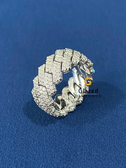 Hip Hop Cuban Link Round Moissanite Ring