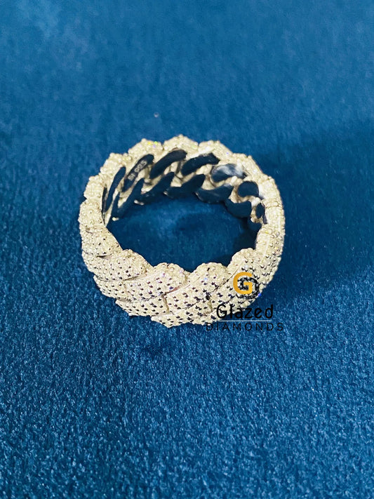 Hip Hop Round VVS Moissanite Cuban Link Ring