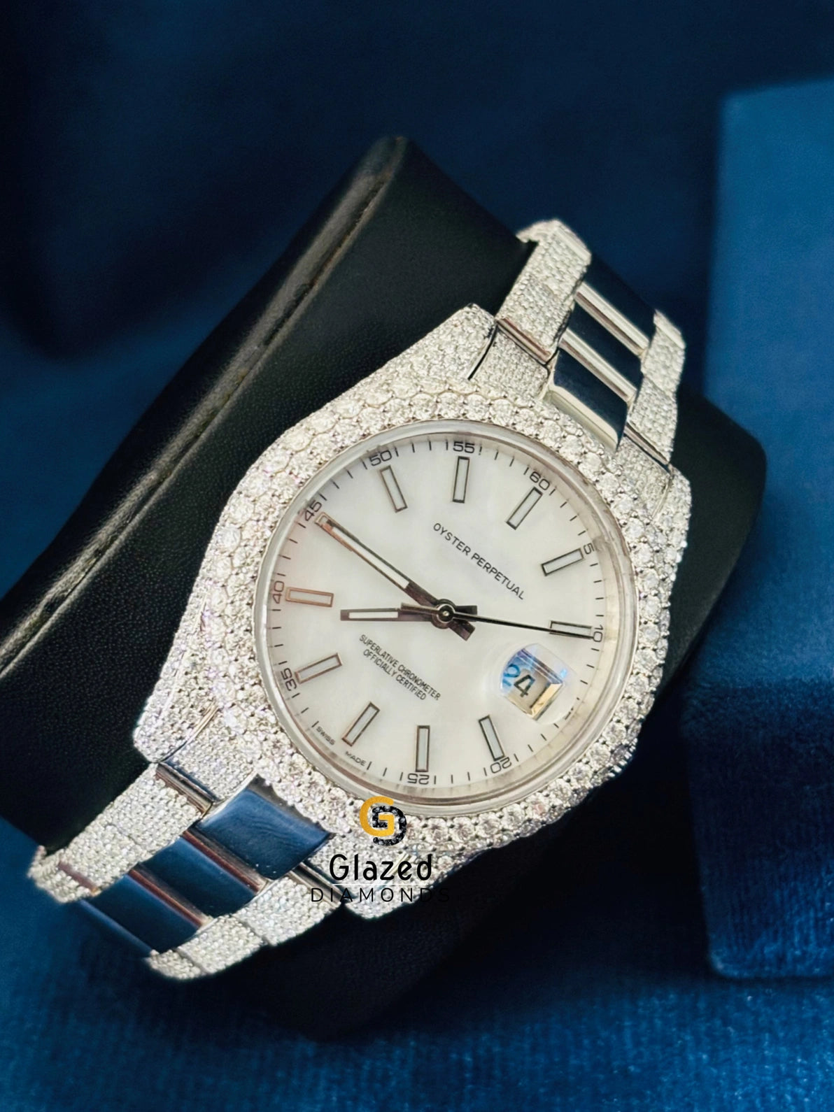 Hip Hop Stick Dial D Colorless Round Moissanite Watch