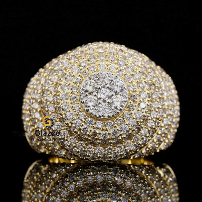 Large Hip Hop Round Moissanite Studded Pinky Ring