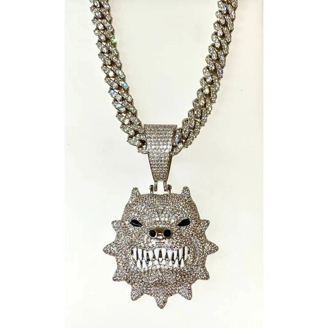 Iced Out Angry Pit bull Dog Pendant