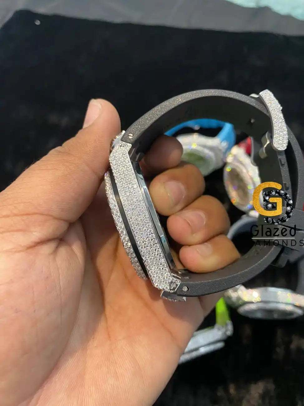 Iced Out Black Dial Moissanite Watch