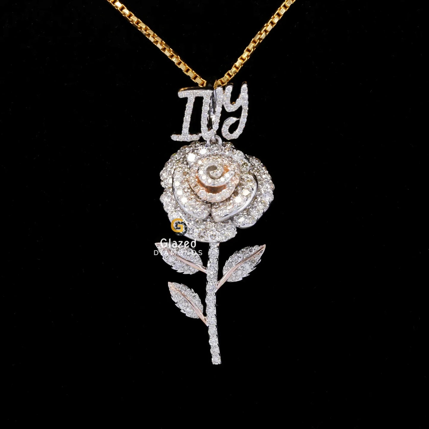 Iced Out Diamond Rose Pendant