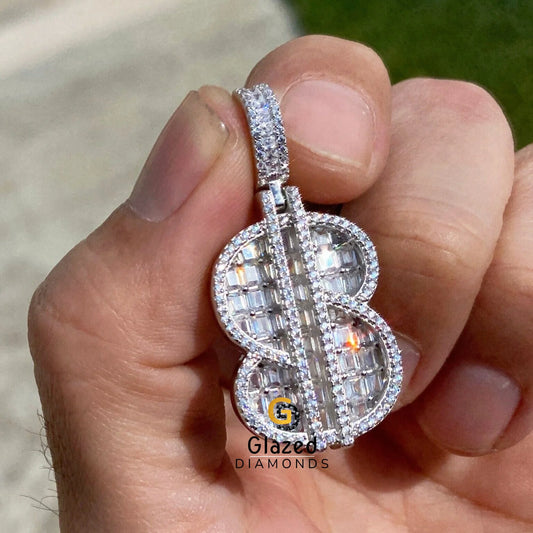 Iced Out Dollar Sign Money Pendant