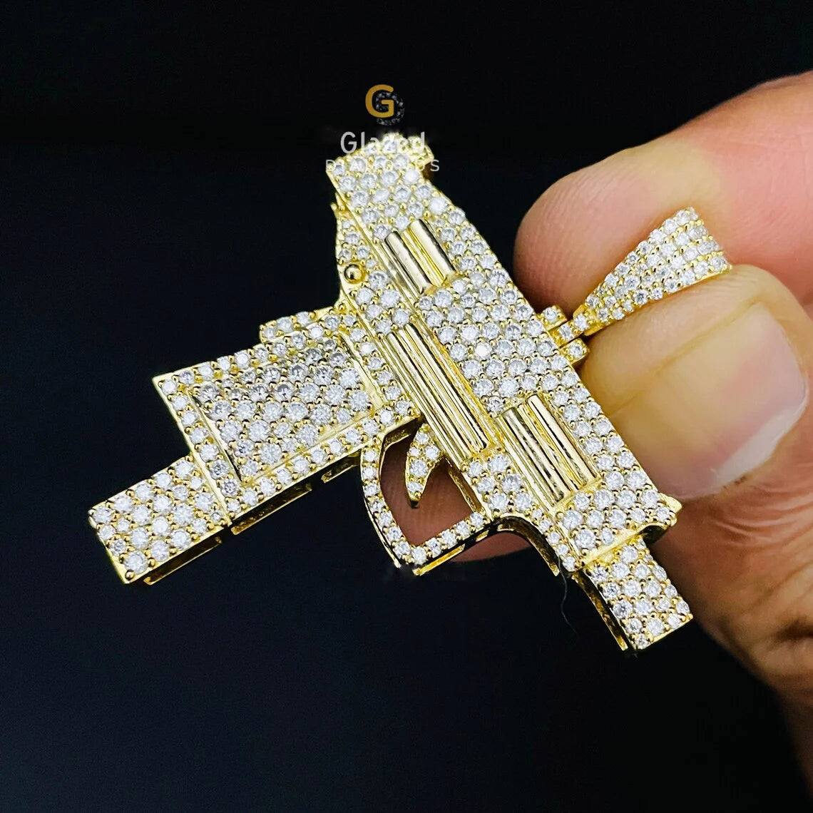 Iced Out Gun Pendant