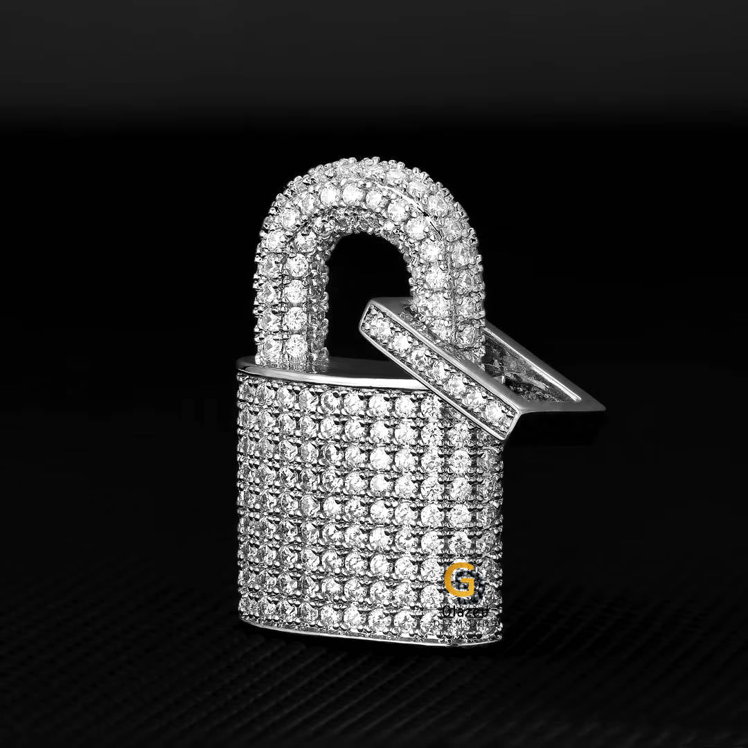 Iced Out Lock Moissanite Pendant