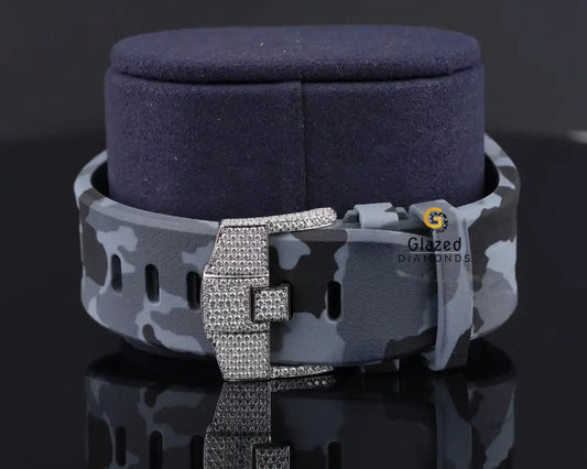 Iced Out Moissanite Gray Watch