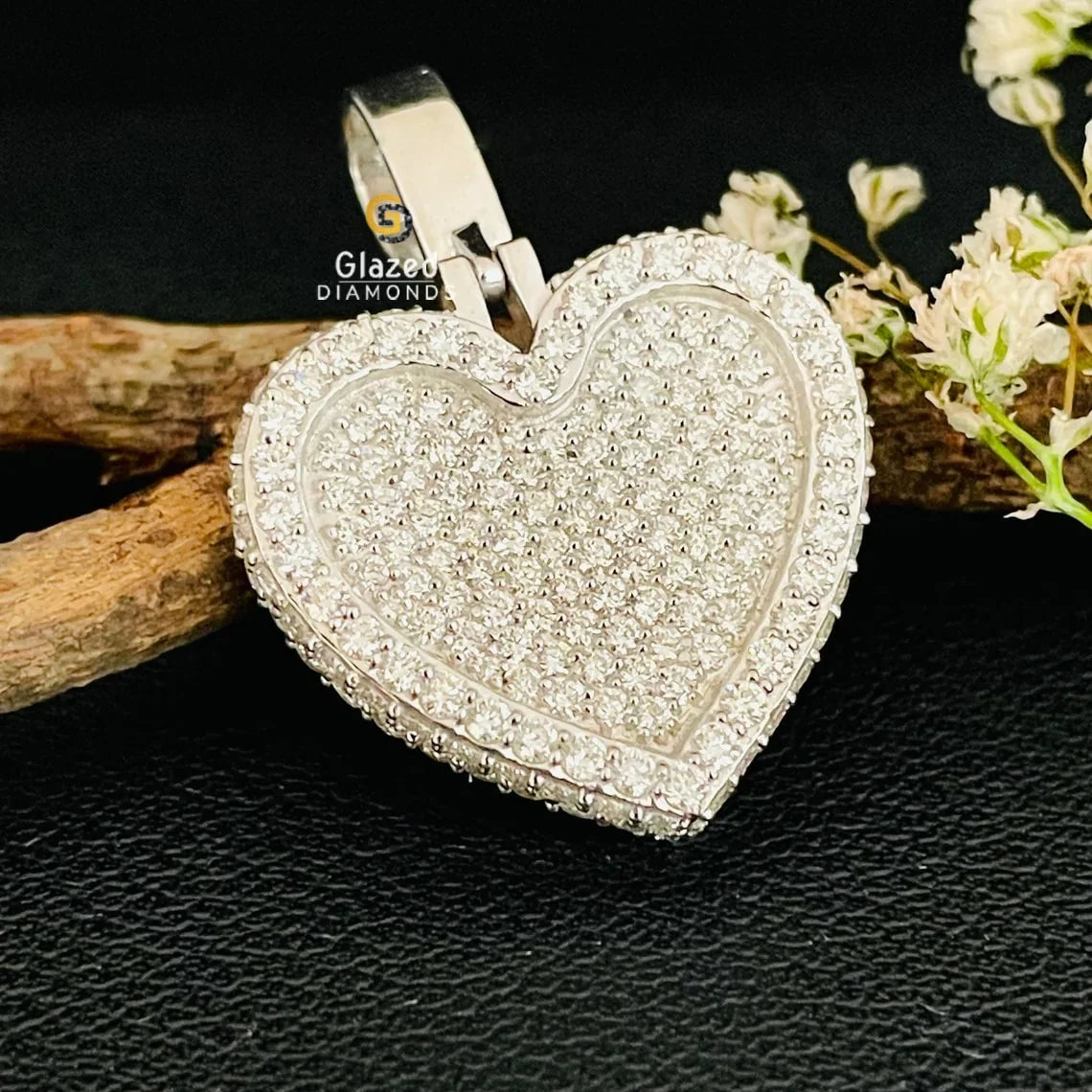 Iced Out Moissanite Heart Pendant