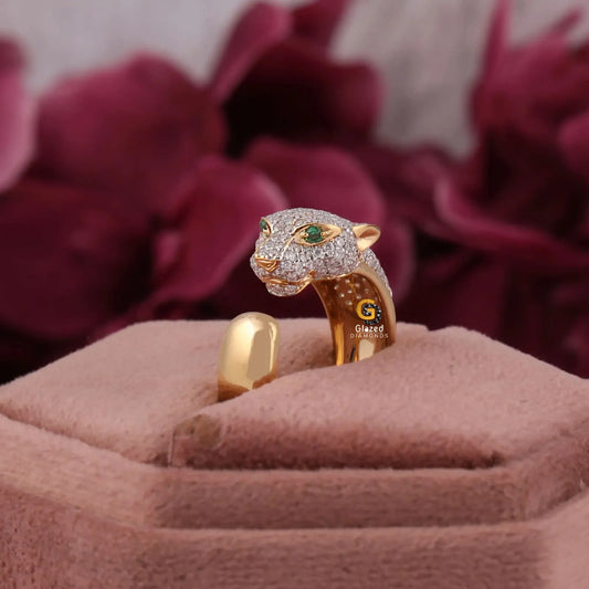 Iced Out Pather Moissanite Ring