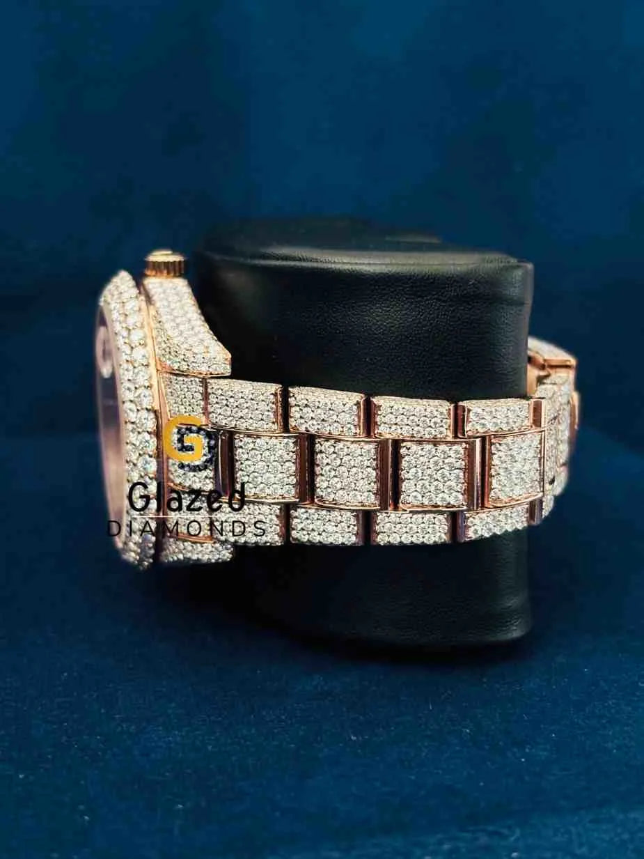 Iced Out Roman Number Sky Dweller Moissanite Rolex Watch