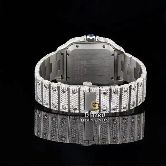 Iced Out Silver Moissanite Watch