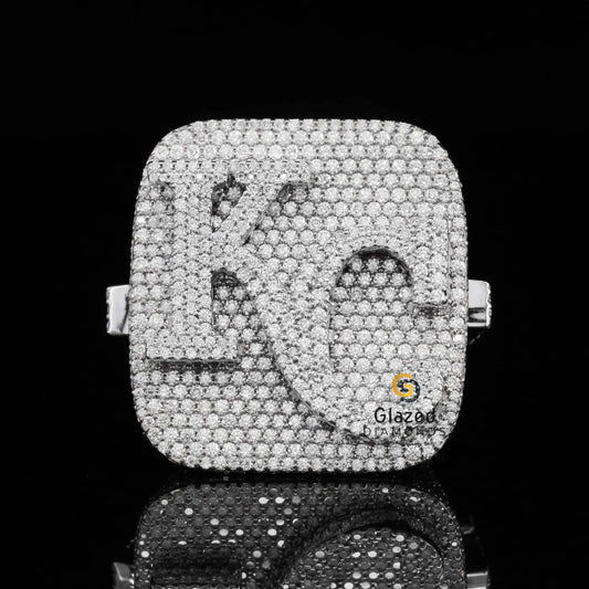 Initial KC Letter Moissanite Ring