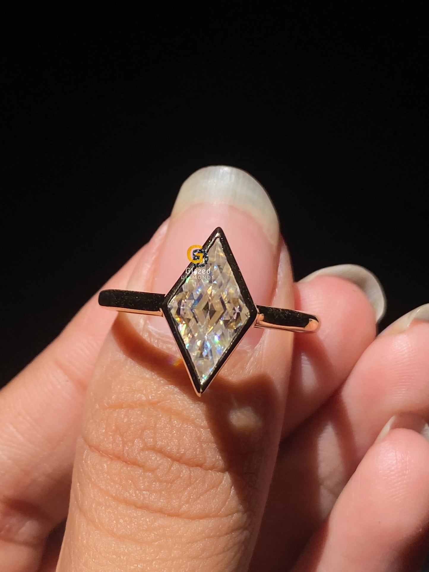 Kite Shape Bezel Set Ring