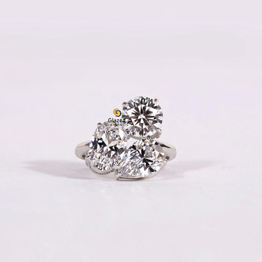Lab Diamond Moissanite Three Stone Wedding Ring