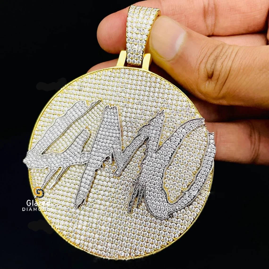 Large Round Diamond Letter pendant