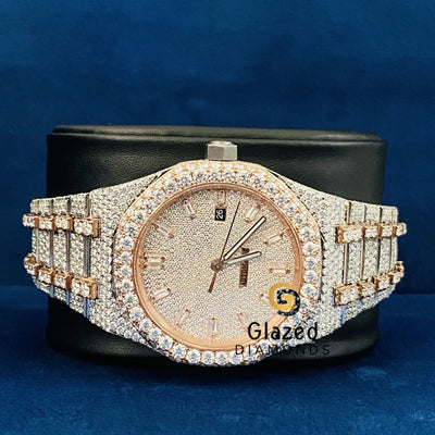 Men_s Baguette Bar Bust Down Studded Rapper Moissanite Watch