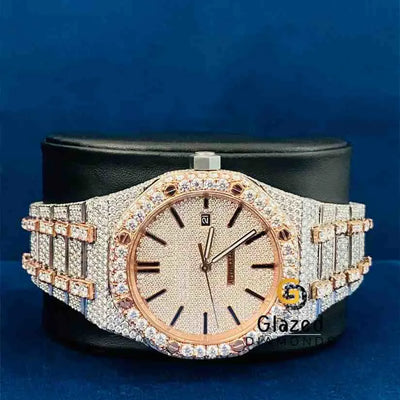 Men_s Fully Iced Diamond Studded AP Moissanite Watch