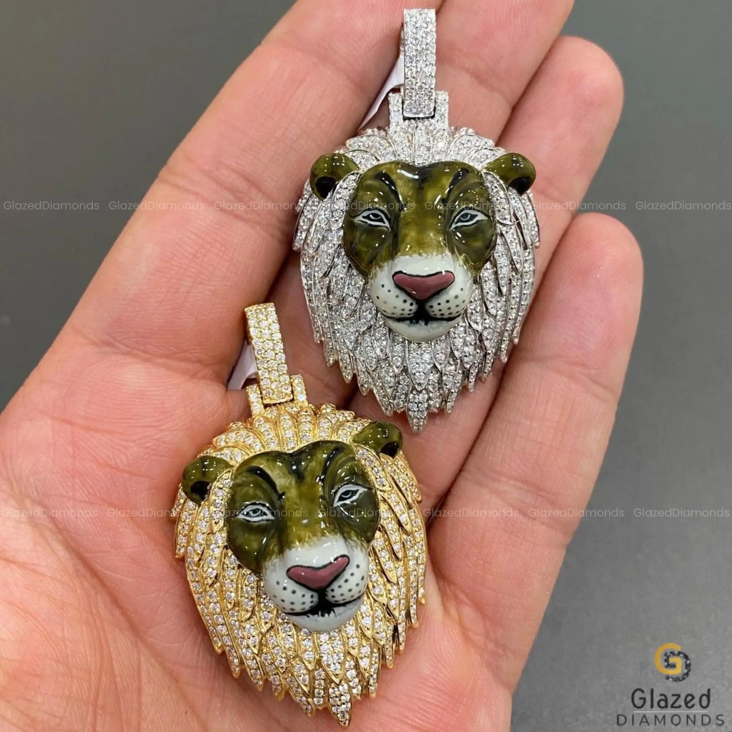 Mens Lion Faced Pendant