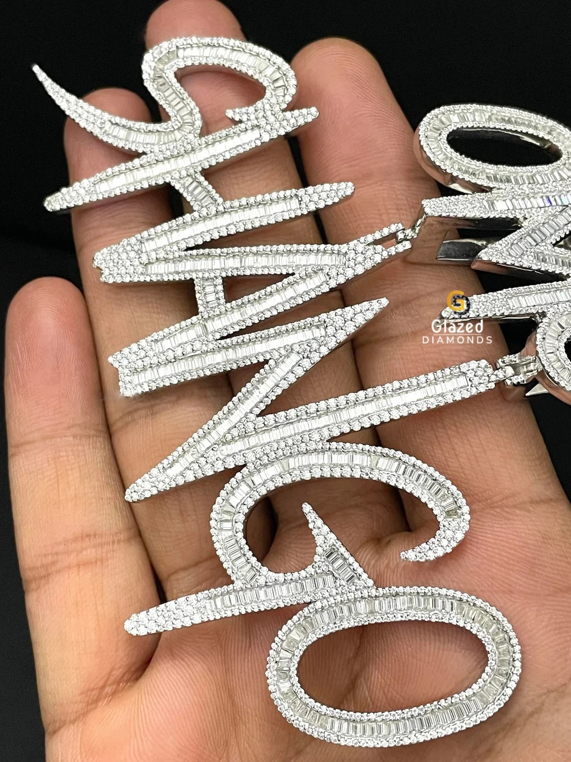 Mens Moissanite Letter Pendant