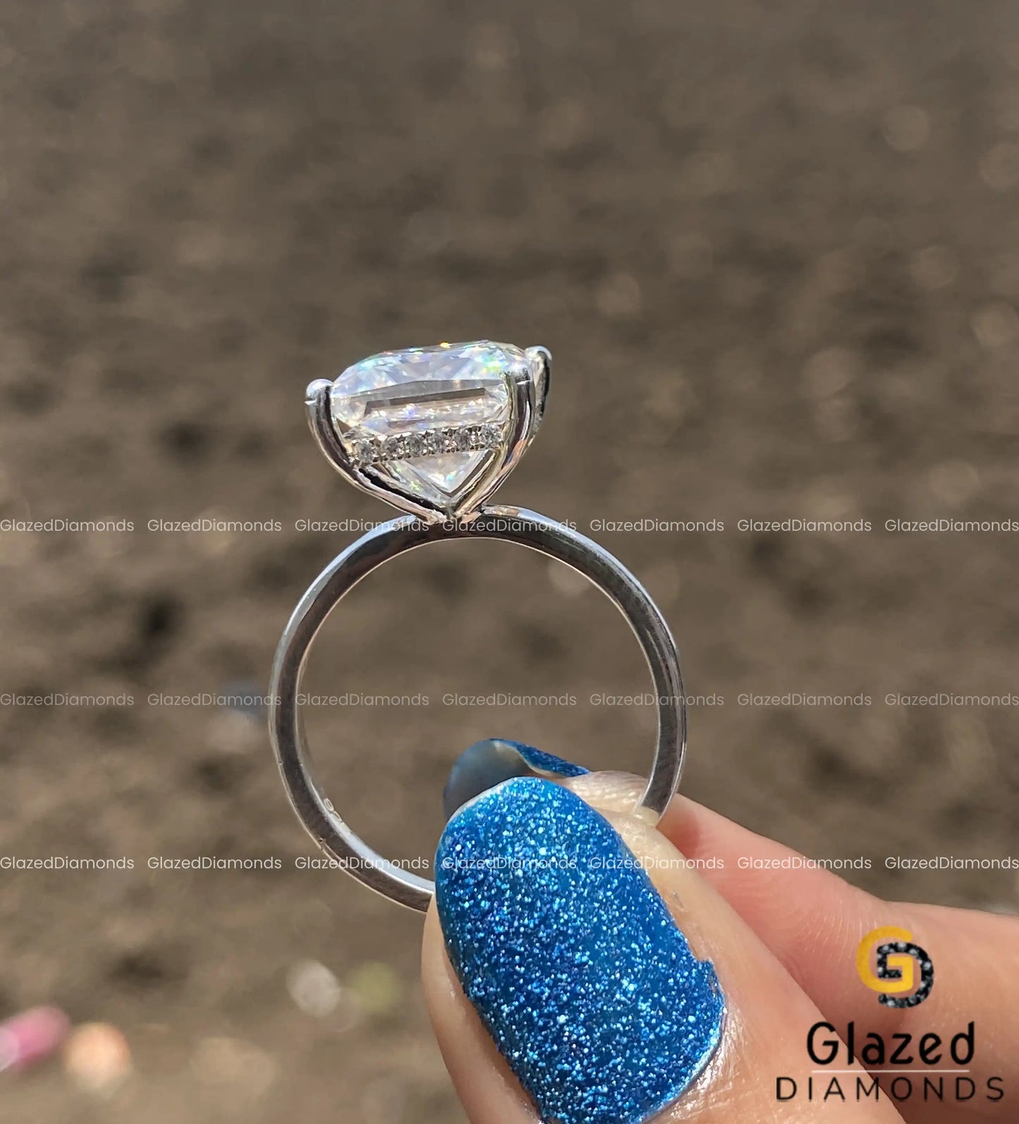 6 CT Princess Cut Moissanite Hidden Halo Engagement Ring For Women