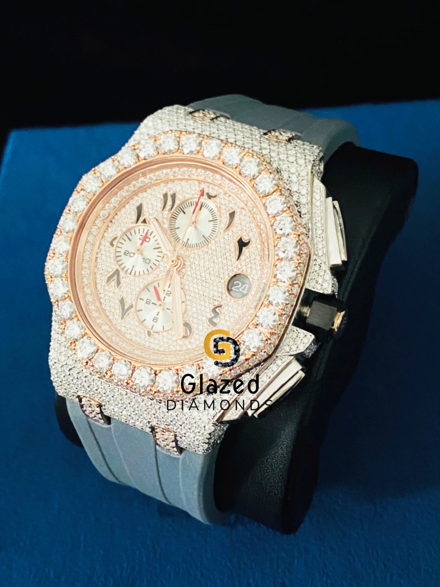 Moissanite D Colorless Hip Hop Arabic Face Dial Watch For Men