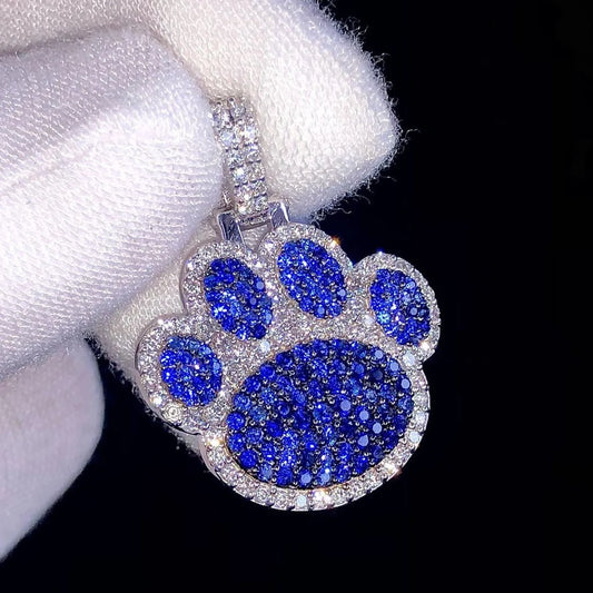 Moissanite Dog Paw Pendant