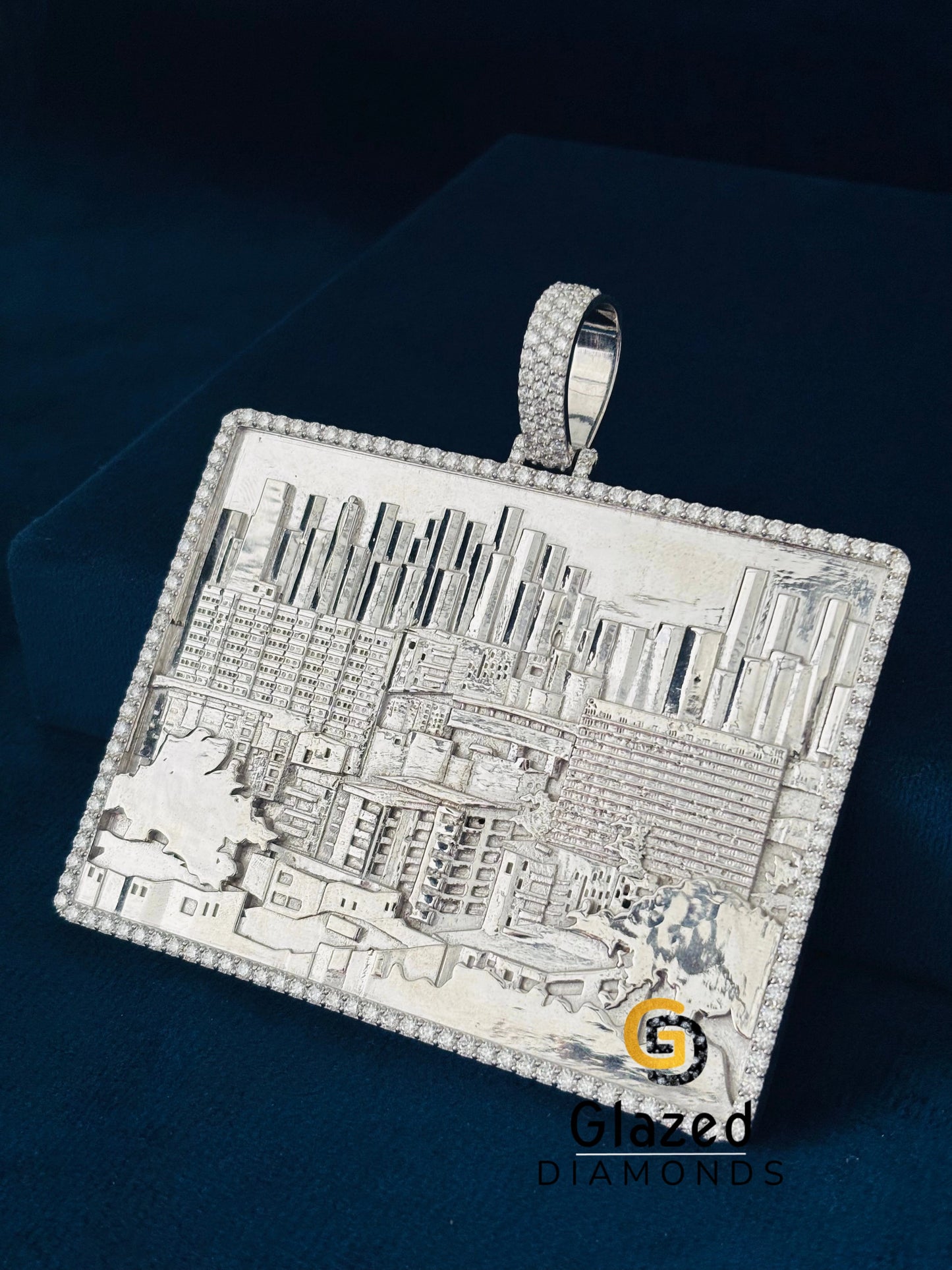 Moissanite Iced Out 925 Silver City Pendant