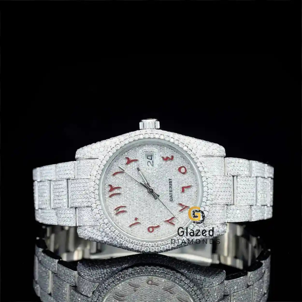 Moissanite Iced Out Arebic Dial Watch For Men