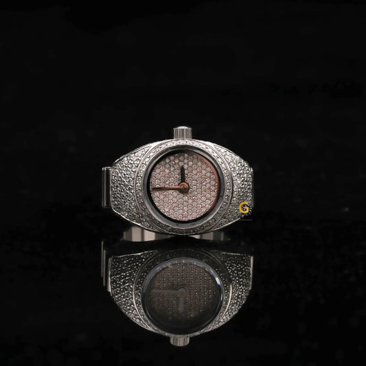 Moissanite Iced Out Clock Finger RIng