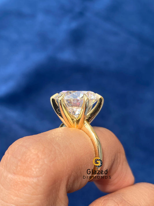 Moissanite Iced Out Round Cut Diamond Ring 925 Silver