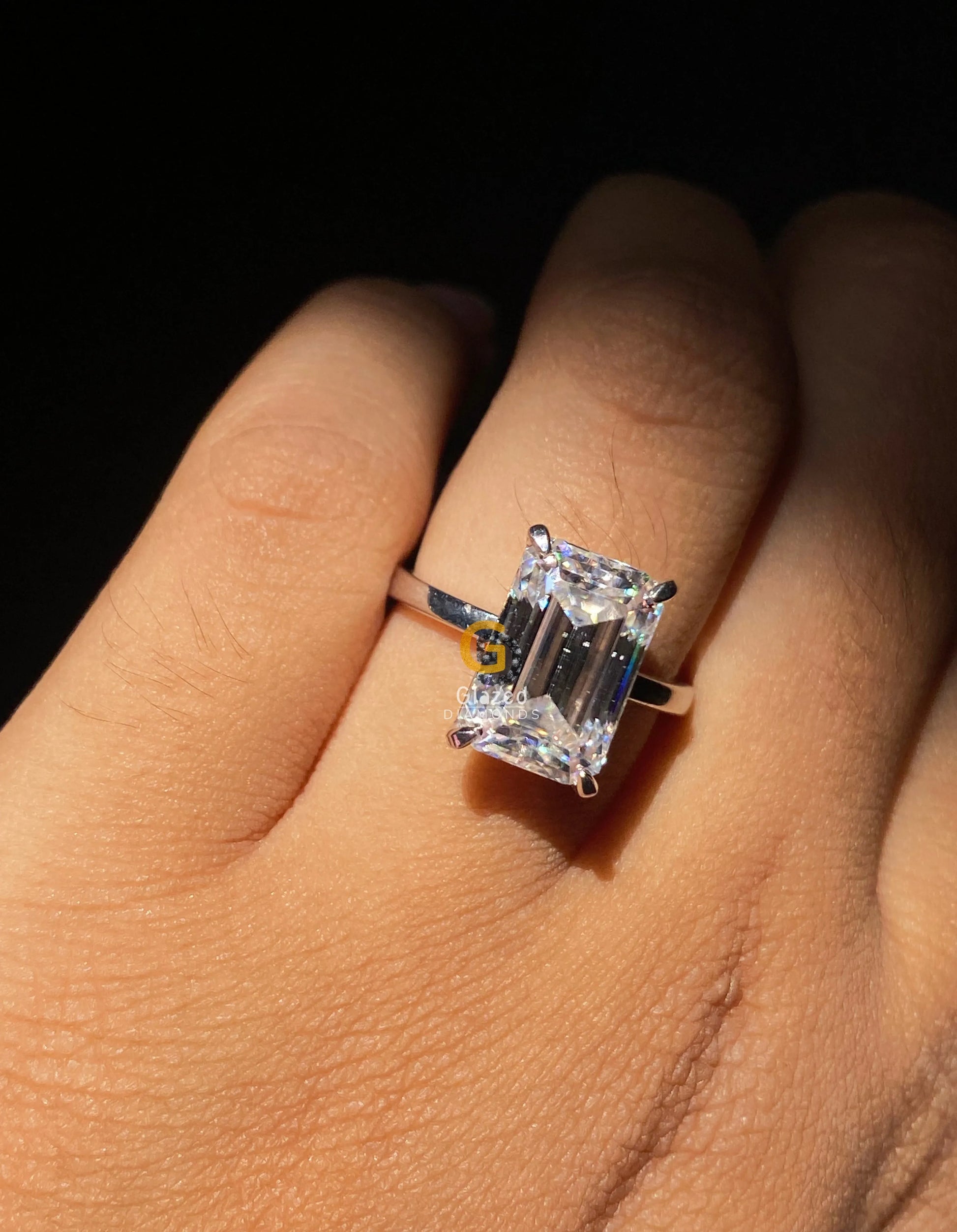 Moissanite Solitare Emerald Cut Ring