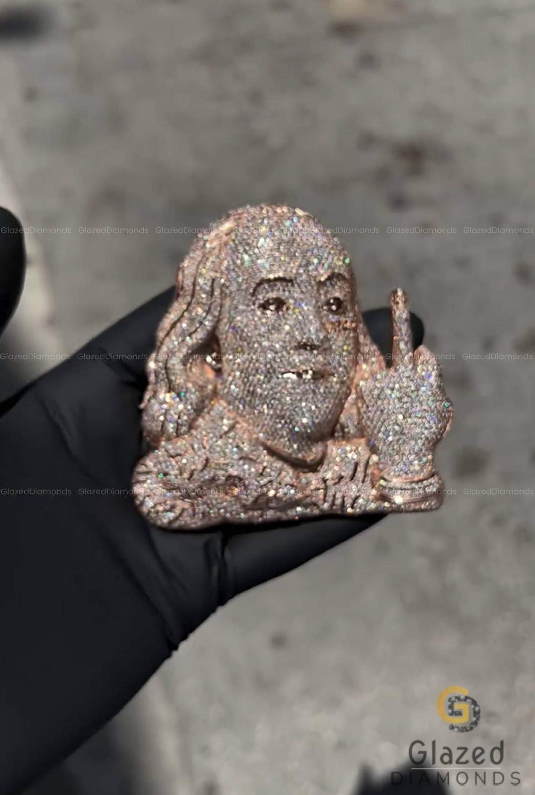 Moissanite Studded BustDown cartoon Charm for Gifts