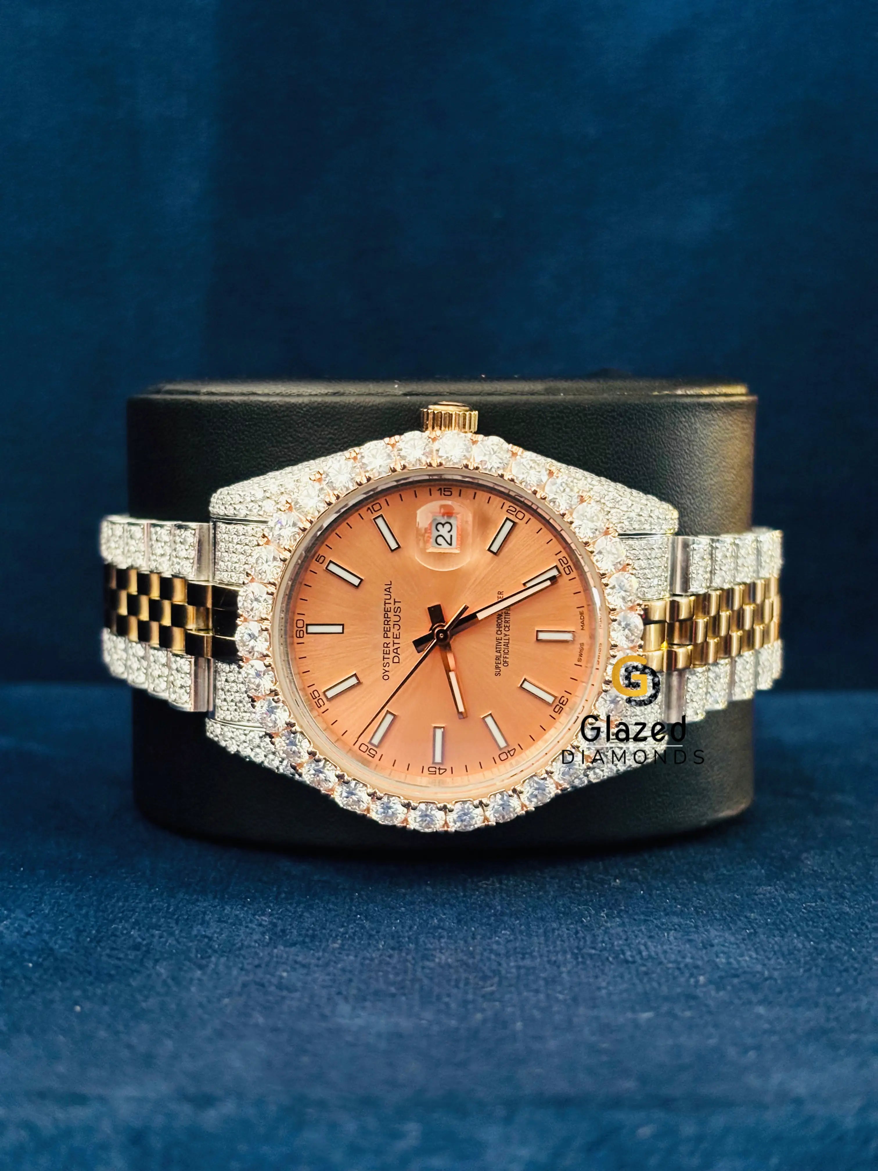 41 MM Pichest Dial Iced Out Moissanite Wrist Watch – Glazed Diamonds