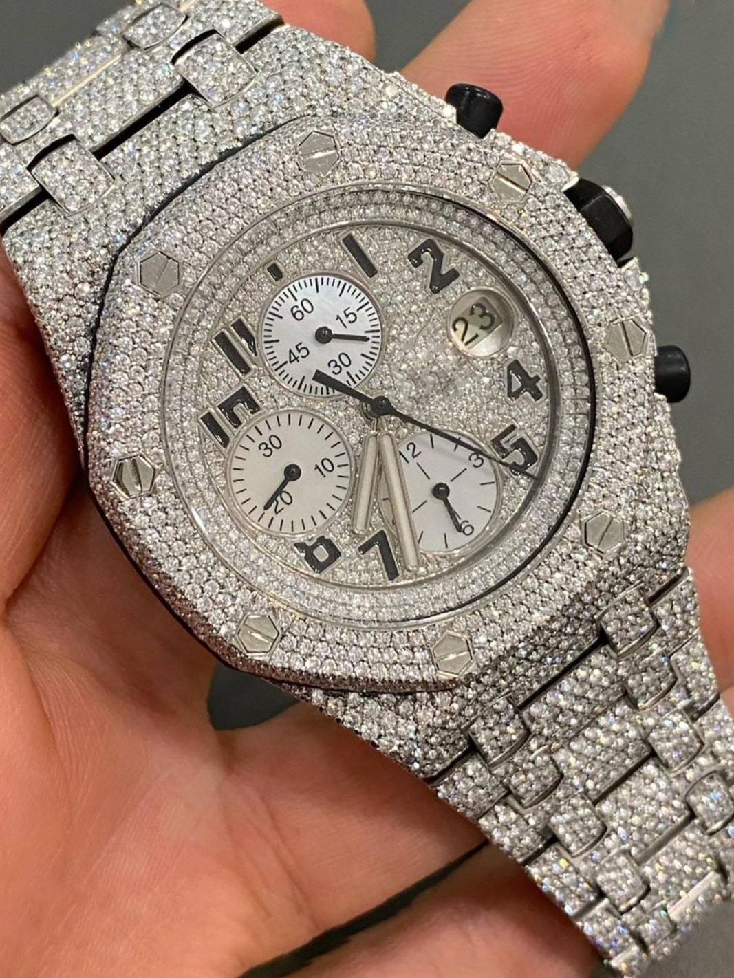 Iced out best sale moissanite watch