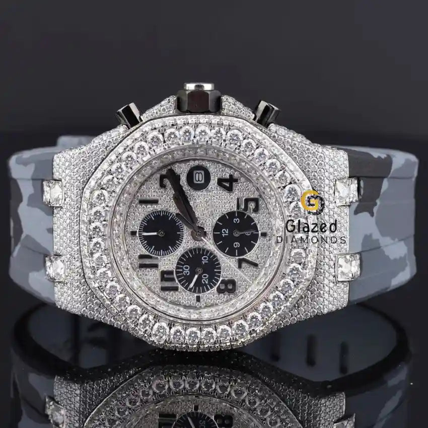 Multi Dial Gray Strap Moissanite Watch