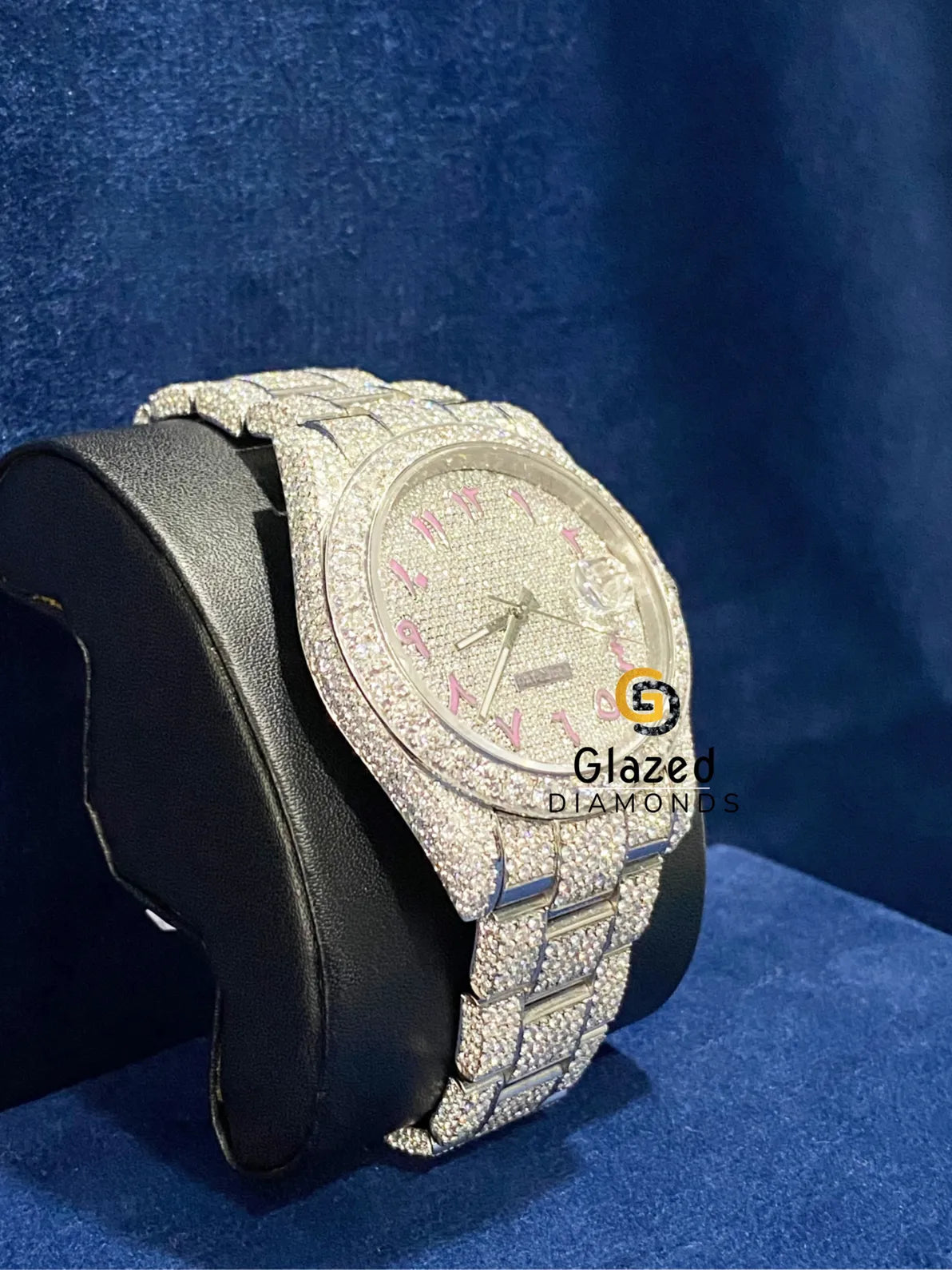 New Pink Dial VVs Moissanite D Colorless Diamond Studded Watch