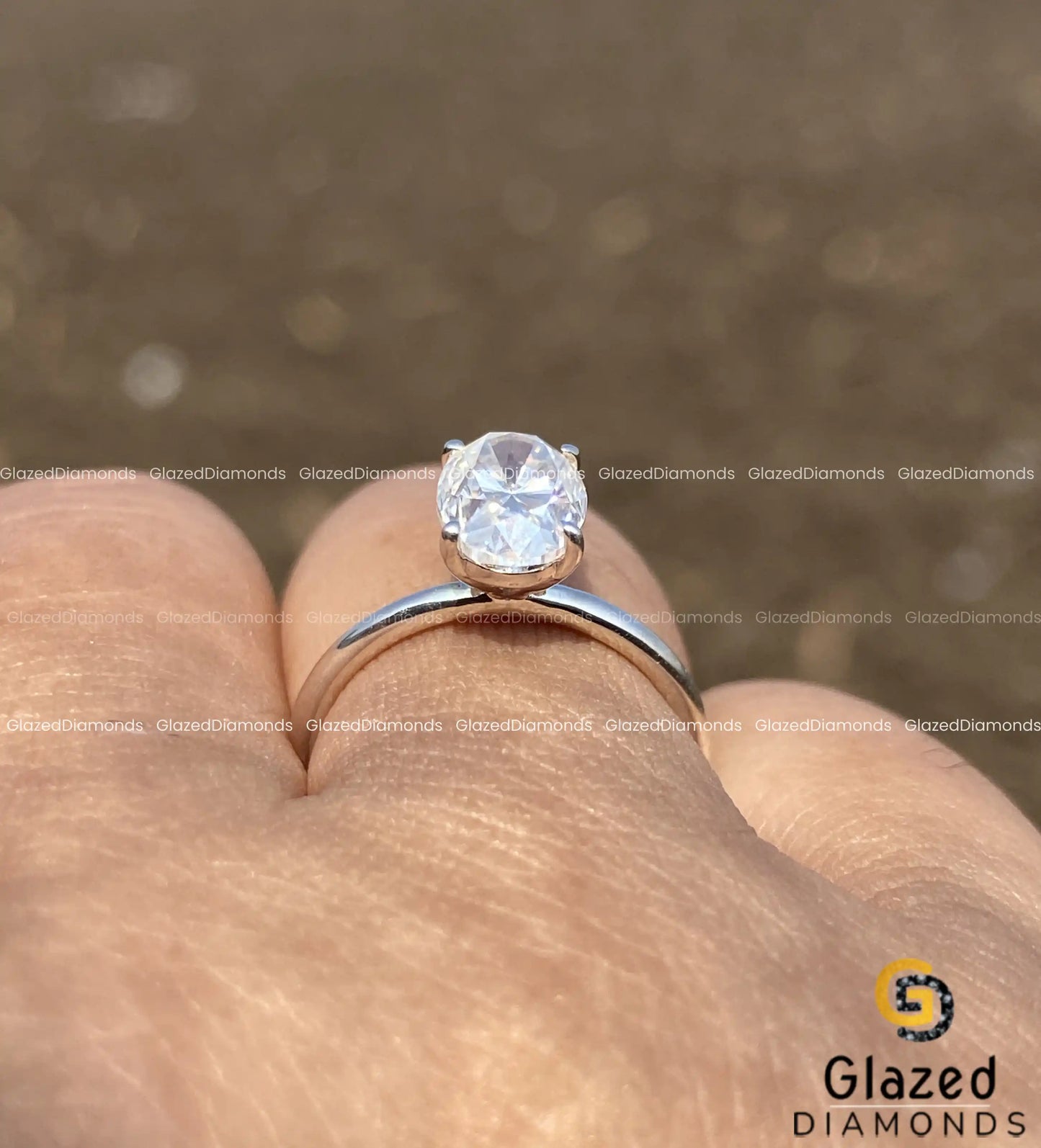 1.5CT Oval Cut Moissanite Solitaire Engagement Ring For Women