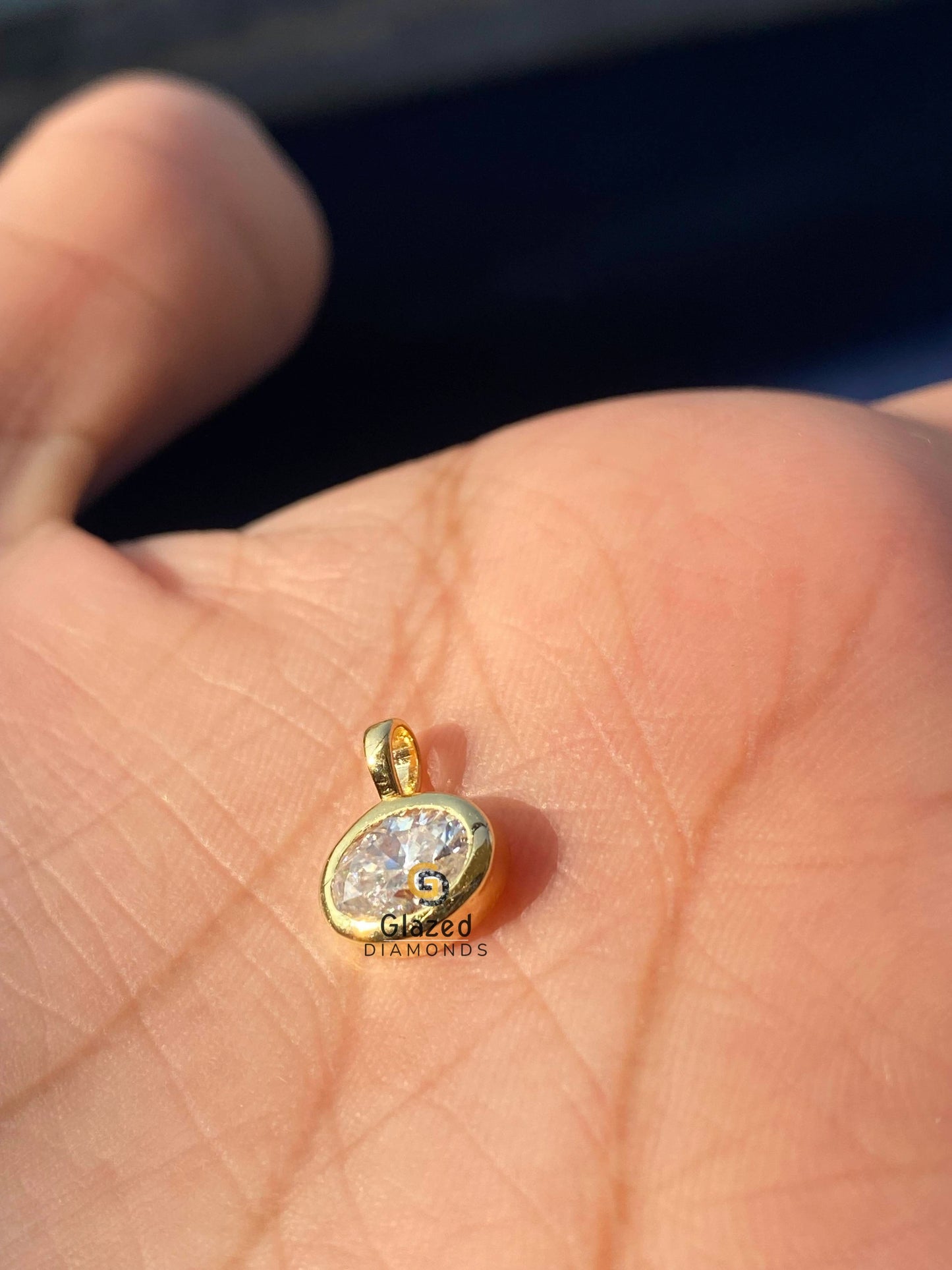 Oval Bezel Moissanite East West Pendant