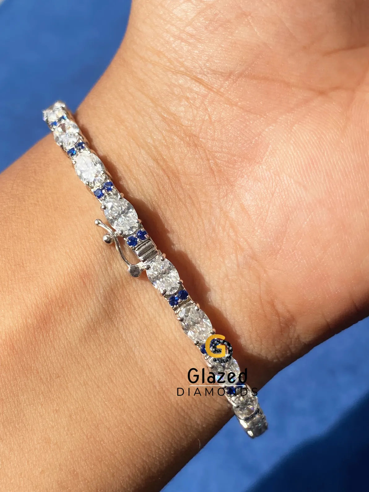 Oval Moissanite 925 Silver Tennis Link Hip Hop Bracelet