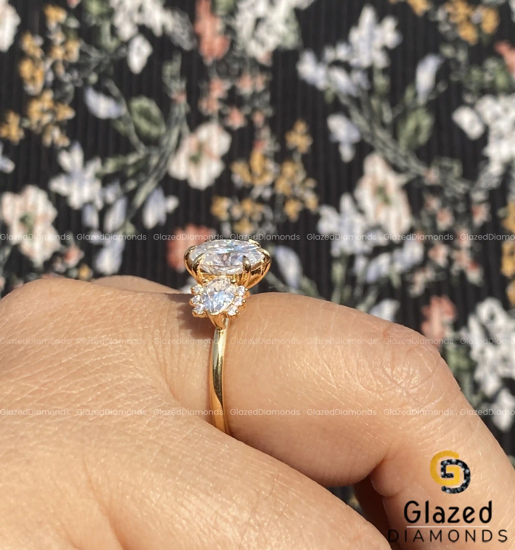 Oval Moissanite Cluster Ring