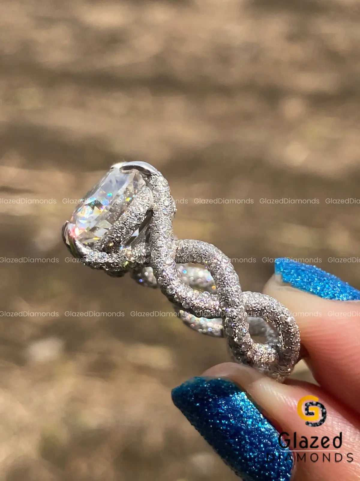 Pave Set Twisted Band Ring